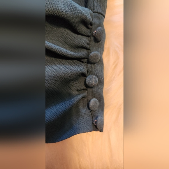Dark teal, crop blouse, with long sleeves,  size medium, from Dynamite - Picture 2 of 6
